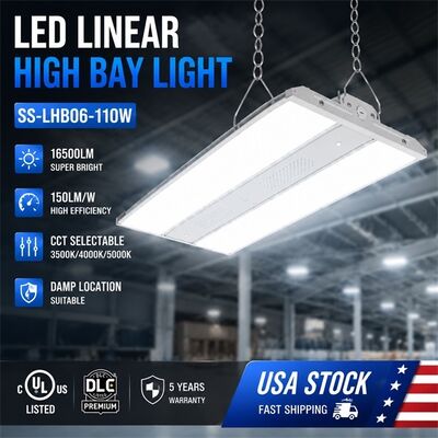 300W LED Linear Highbay Light CCT Power Selectable 45000lm UL DLC Premium Anti-Corrosion WF1 for Warehouse Gym Factory