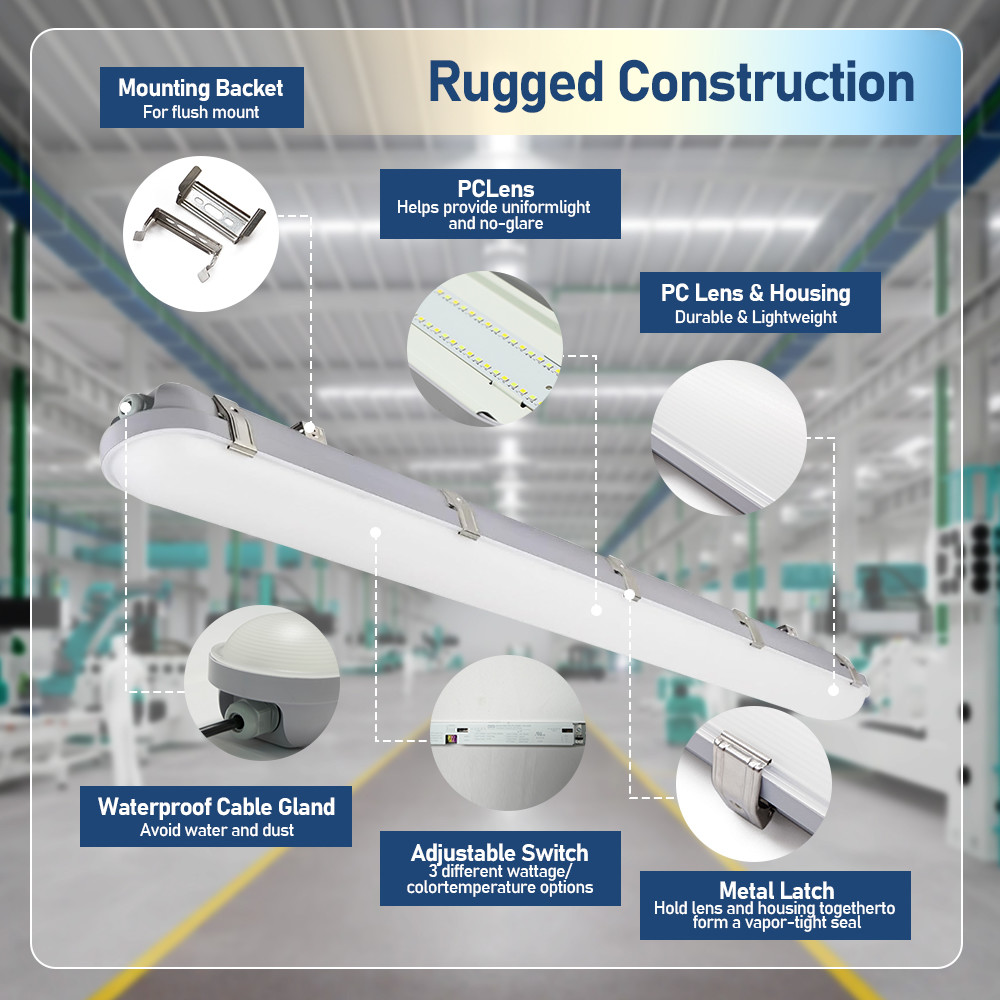 IP65 Vapor Tight LED Lights 3250lm-5850lm LED Weatherproof Light 2